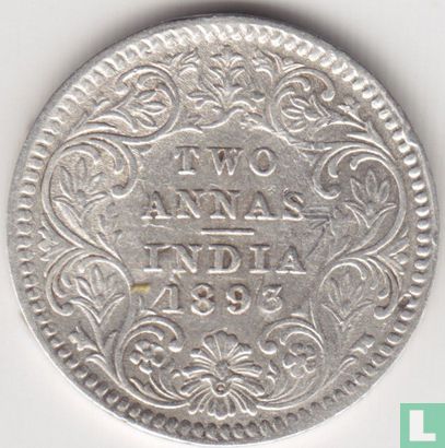 British India 2 annas 1893 (Calcutta) - Image 1