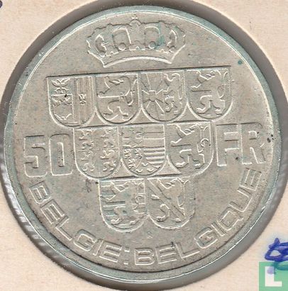 België 50 francs 1939 (NLD/FRA - positie B - met kruis op kroon) - Afbeelding 2