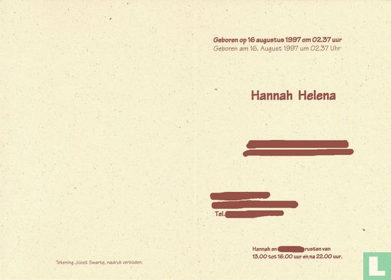 Geboortekaart Hannah Helena - Afbeelding 2