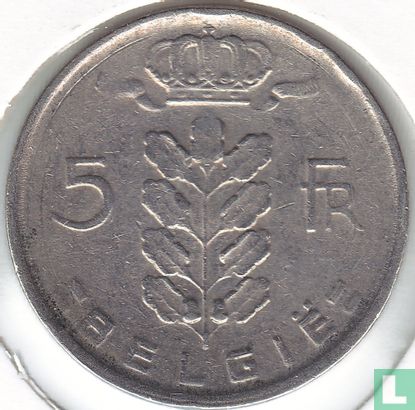 Belgique 5 francs 1965 (NLD - frappe monnaie) - Image 2