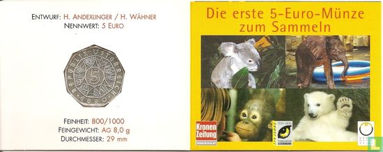 Österreich 5 Euro 2002 (Folder - Koala) "250th anniversary of the Schönbrunn Zoo" - Bild 2