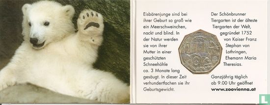 Oostenrijk 5 euro 2002 (folder - ijsbeer) "250th anniversary of the Schönbrunn Zoo" - Afbeelding 1