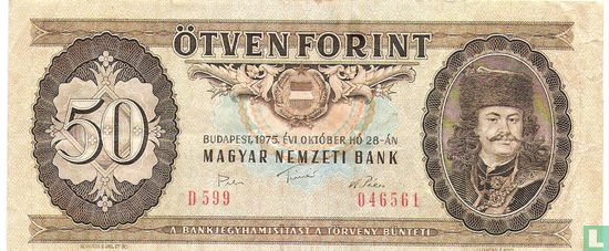 Hongarije 50 Forint 1975 - Afbeelding 1