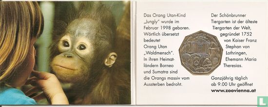 Oostenrijk 5 euro 2002 (folder - orang-oetan) "250th anniversary of the Schönbrunn Zoo" - Afbeelding 1