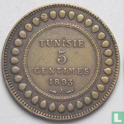 Tunesië 5 centimes 1893 (AH1310) - Afbeelding 1