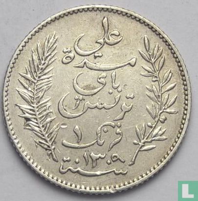 Tunisia 1 franc 1892 (AH1309) - Image 2