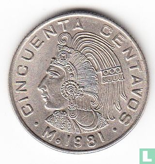 Mexiko 50 Centavo 1981 (schmales Datum, rechteckig 9) - Bild 1