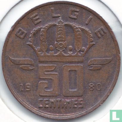 België 50 centimes 1980 (NLD - type 1) - Afbeelding 1