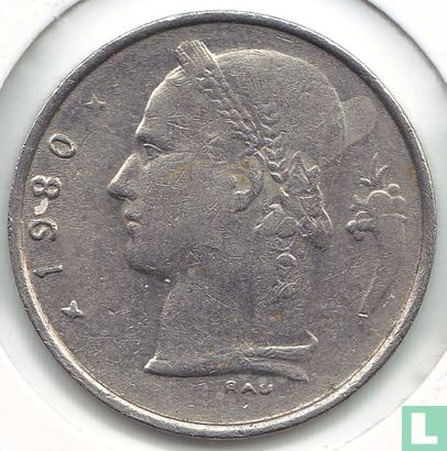 Belgium 1 franc 1980 (NLD) - Image 1