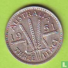 Australie 3 pence 1951 (Melbourne) - Image 1