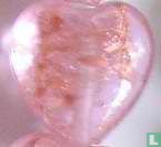 Glasperle "Herz" mit Goldfolie rosa