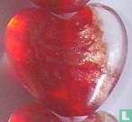 Glasperle "Herz" mit Goldfolie rot