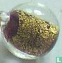 Glasperle "Kugel" mit Goldfolie braun