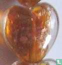 Glasperle "Herz" mit Goldfolie karamel