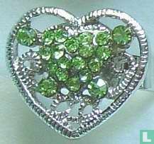 Ring herzförmig mit grünen Zirkonia - Bild 1