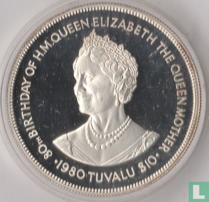 Tuvalu 10 dollars 1980 (BE) "80th Birthday of the Queen Mother" - Image 1