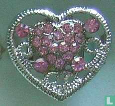 Ring herzförmig mit rosa Zirkonia - Bild 1