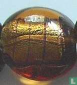 Glasperle "Button" mit Silberfolie braun - Afbeelding 1
