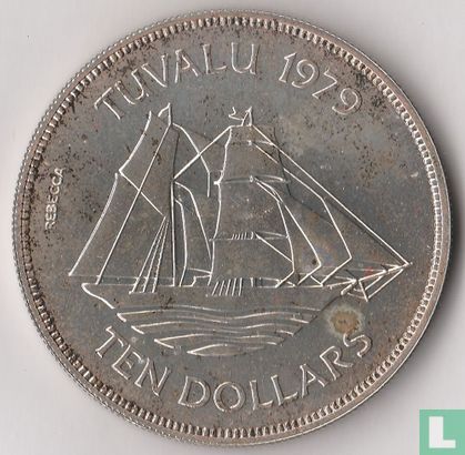 Tuvalu 10 dollars 1979 "First anniversary of independence" - Image 1