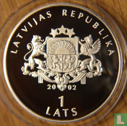 Latvia 1 lats 2002 (PROOF)"Greco-Roman Wrestling Olympic games Athens" - Image 1