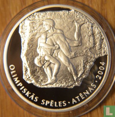 Letland 1 lats 2002 (PROOF)"Greco-Roman Wrestling Olympische Spelen Athene" - Afbeelding 2