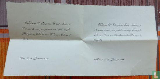 Postkantoor onbepaald - 1911 Briefpost met Huwelijksaankondiging (met brief)  - Image 2