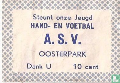 Steunt onze jeugd .... A.S.V. Oosterpark