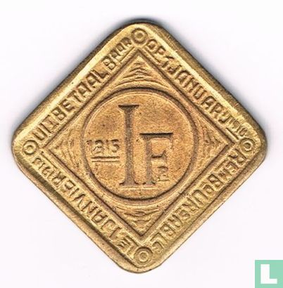 Ghent 1 franc 1915 (type 2) - Image 1