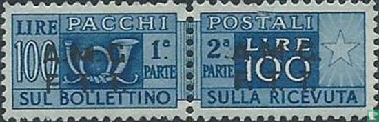 Italienische Paketmarke mit Aufdruck AMGFTT