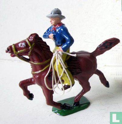 Cowboy te paard met lasso - Afbeelding 1