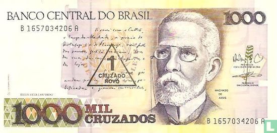 Brésil 1 Cruzado Novo sur 1000 Cruzeiros - Image 1