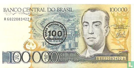 Brazil 100 cruzados ​​100,000 cruzeiros - Image 1