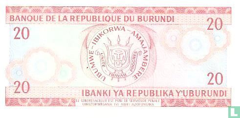 Burundi 20 Francs 1988 - Image 2