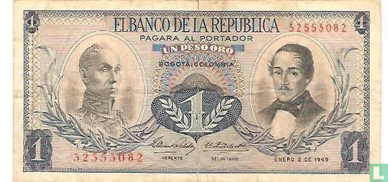 Colombia 1 Peso Oro 1969 - Afbeelding 1