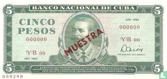 Cuba 5 pesos "MUESTRA" 1985 - Afbeelding 1