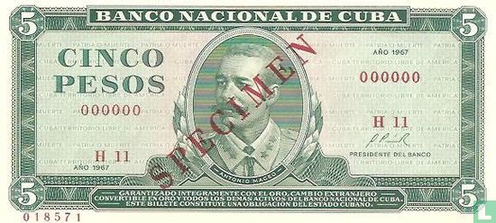 cuba 5 pesos "specimen" - Afbeelding 1