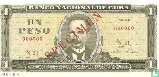 Cuba 1 peso "specimen" 1969 - Afbeelding 1