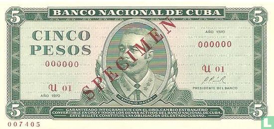 Kuba 5 Pesos "Probe"   - Bild 1