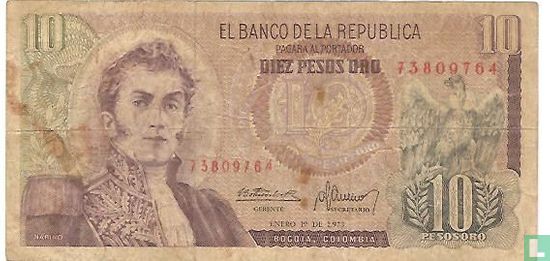 Kolumbien 10 Pesos Oro 1973 - Bild 1