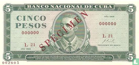 Kuba 5 Pesos "Probe"  - Bild 1