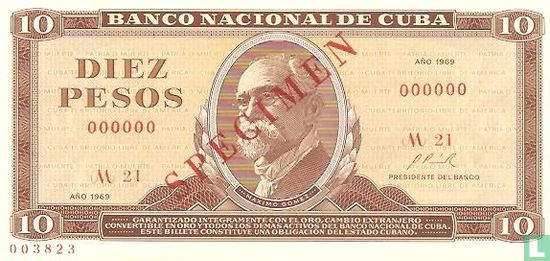Cuba 10 pesos "specimen" 1969 - Afbeelding 1