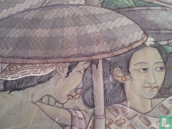 Indonesisch batikschilderij Pasar - Afbeelding 2