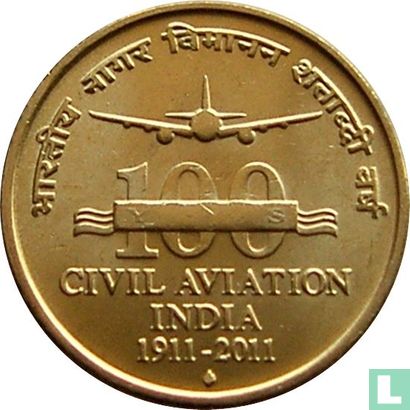 India 5 rupees 2011 (Mumbai) "100 Years of Civil Aviation" - Afbeelding 1