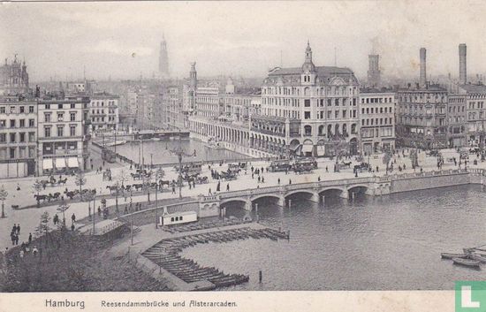 Hamburg  Reesendammbrücke und Alsterarcaden. - Afbeelding 1