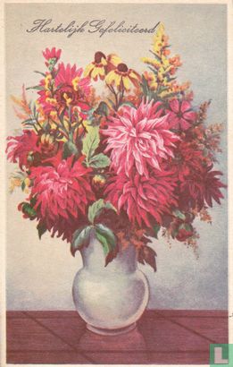 Hartelijk Gefeliciteerd: Vaas met bloemen - Afbeelding 1