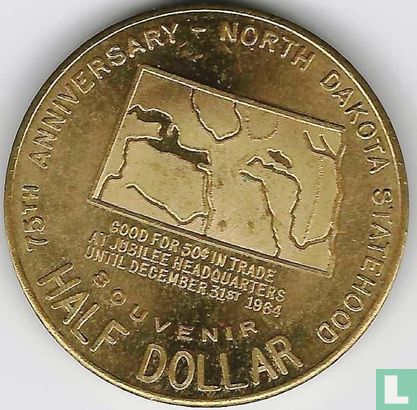 USA  North Dakota souvenir half dollar 1964 "North Dakota Diamond Jubilee"   - Image 2