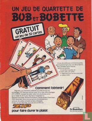Un jeu de quartette de Bob et Bobette