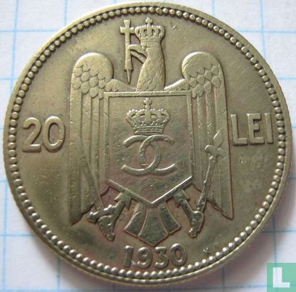 Roemenië 20 lei 1930 (Carol II - KN) - Afbeelding 1