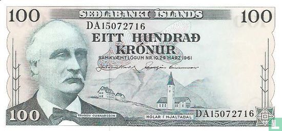 IJsland 100 kronur (J. Nordal & S. Frimansson) - Afbeelding 1