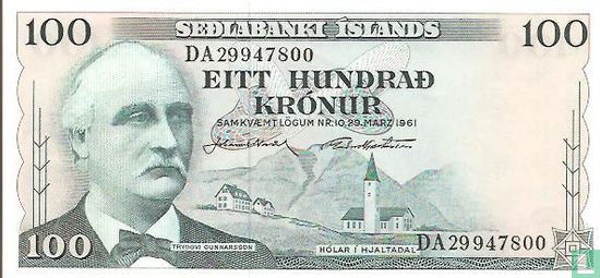 IJsland 100 kronur  ( J. Nordal & G. Hjartarson ) - Afbeelding 1